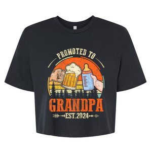 Promoted To Grandpa Est 2024 Retro Fathers Day New Grandpa Bella+Canvas Jersey Crop Tee