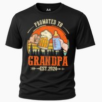 Promoted To Grandpa Est 2024 Retro Fathers Day New Grandpa Cooling Performance Crew T-Shirt