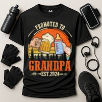 Promoted To Grandpa Est 2024 Retro Fathers Day New Grandpa Cooling Performance Crew T-Shirt
