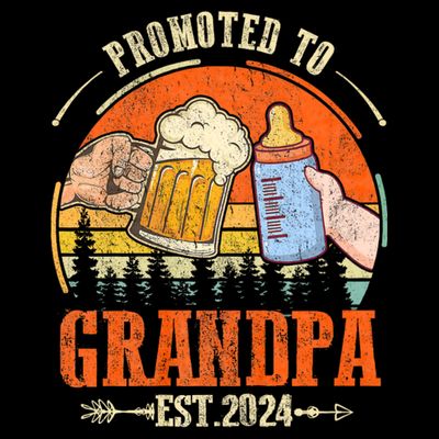 Promoted To Grandpa Est 2024 Retro Fathers Day New Grandpa T-Shirt