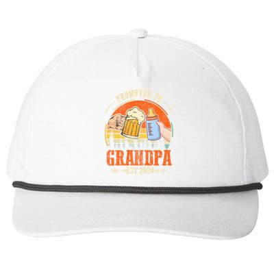 Promoted To Grandpa Est 2024 Retro Fathers Day New Grandpa Snapback Five-Panel Rope Hat