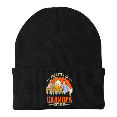 Promoted To Grandpa Est 2024 Retro Fathers Day New Grandpa Beanie