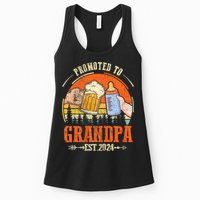 Promoted To Grandpa Est 2024 Retro Fathers Day New Grandpa Womens Tank Top
