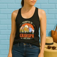 Promoted To Grandpa Est 2024 Retro Fathers Day New Grandpa Womens Tank Top