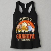 Promoted To Grandpa Est 2024 Retro Fathers Day New Grandpa Womens Tank Top