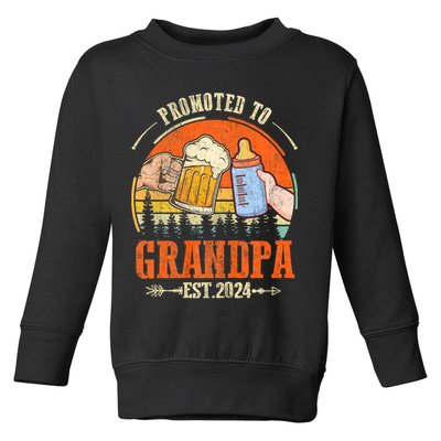 Promoted To Grandpa Est 2024 Retro Fathers Day New Grandpa Toddler Sweatshirt