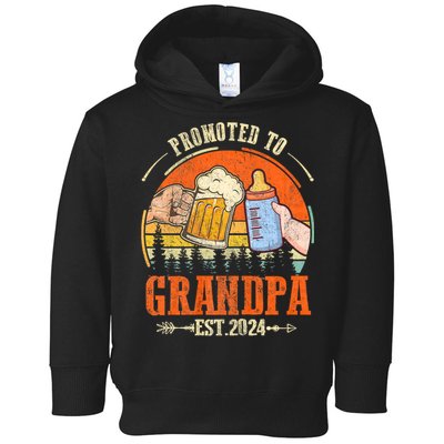 Promoted To Grandpa Est 2024 Retro Fathers Day New Grandpa Toddler Hoodie