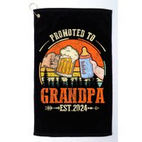 Promoted To Grandpa Est 2024 Retro Fathers Day New Grandpa Golf Towel