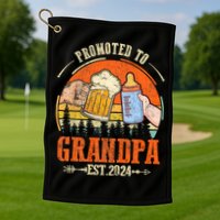 Promoted To Grandpa Est 2024 Retro Fathers Day New Grandpa Golf Towel