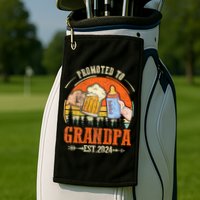 Promoted To Grandpa Est 2024 Retro Fathers Day New Grandpa Golf Towel