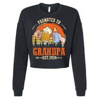 Promoted To Grandpa Est 2024 Retro Fathers Day New Grandpa Cropped Pullover Crew
