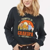 Promoted To Grandpa Est 2024 Retro Fathers Day New Grandpa Cropped Pullover Crew
