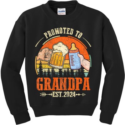 Promoted To Grandpa Est 2024 Retro Fathers Day New Grandpa Kids Sweatshirt