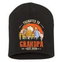 Promoted To Grandpa Est 2024 Retro Fathers Day New Grandpa Short Acrylic Beanie