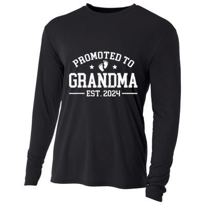 Promoted To Grandma Est 2024 Grandparents Baby Announcement Cooling Performance Long Sleeve Crew
