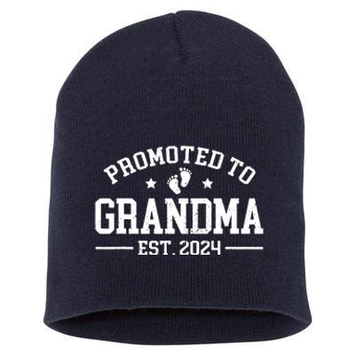 Promoted To Grandma Est 2024 Grandparents Baby Announcement Short Acrylic Beanie