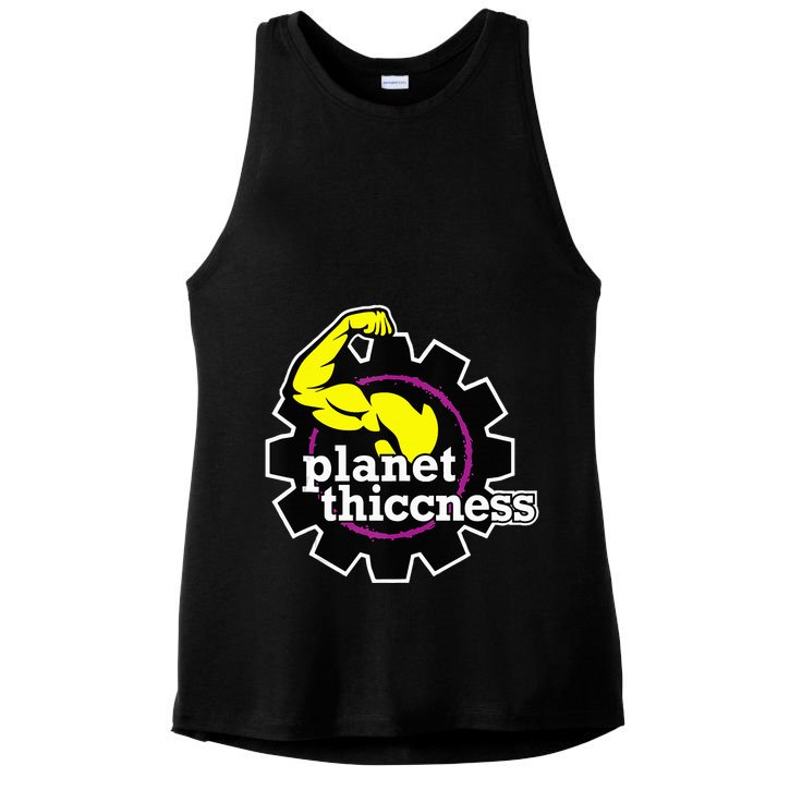 Planet Thiccness Gym Thickness Funny Joke Workout Lover Ladies PosiCharge Tri-Blend Wicking Tank