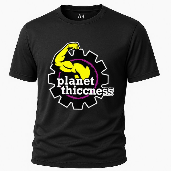 Planet Thiccness Gym Thickness Funny Joke Workout Lover Cooling Performance Crew T-Shirt