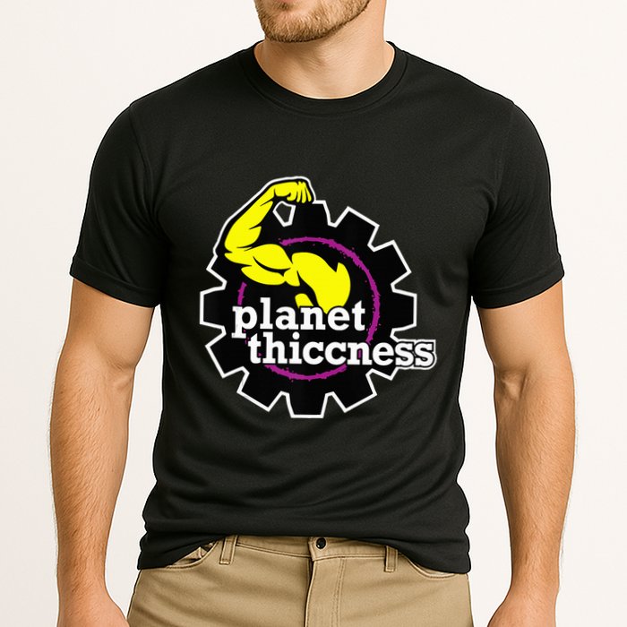 Planet Thiccness Gym Thickness Funny Joke Workout Lover Cooling Performance Crew T-Shirt