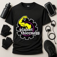 Planet Thiccness Gym Thickness Funny Joke Workout Lover Cooling Performance Crew T-Shirt