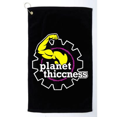 Planet Thiccness Gym Thickness Funny Joke Workout Lover Golf Towel