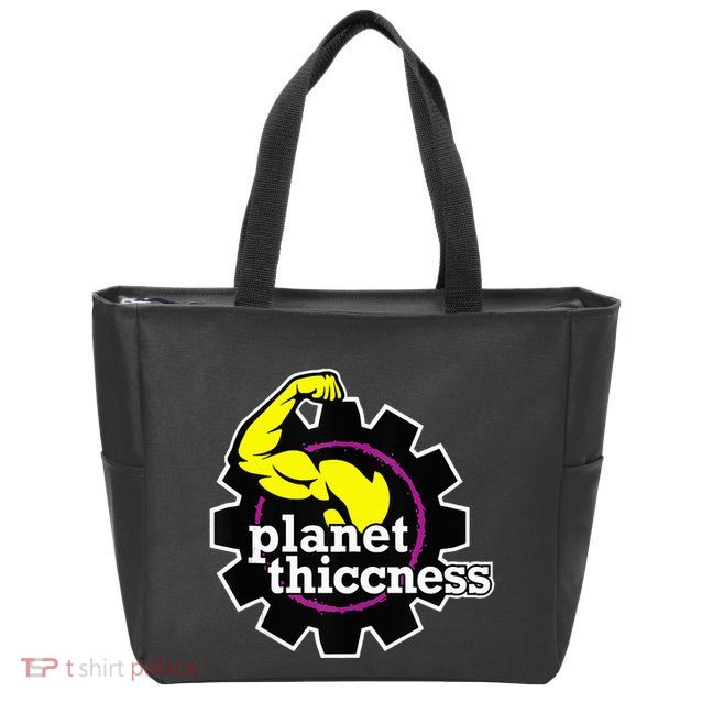 Planet Thiccness Gym Thickness Funny Joke Workout Lover Zip Tote Bag