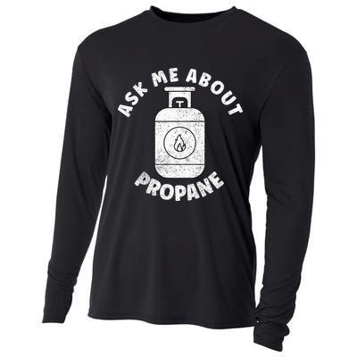 Propane Tank Graphic Ask Me About Propane Cooling Performance Long Sleeve Crew