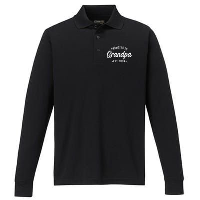 Promoted To Grandpa 2024 Soon To Be Grandfather New Grandpa Performance Long Sleeve Polo