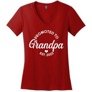 Promoted To Grandpa Est 2024 Women's V-Neck T-Shirt