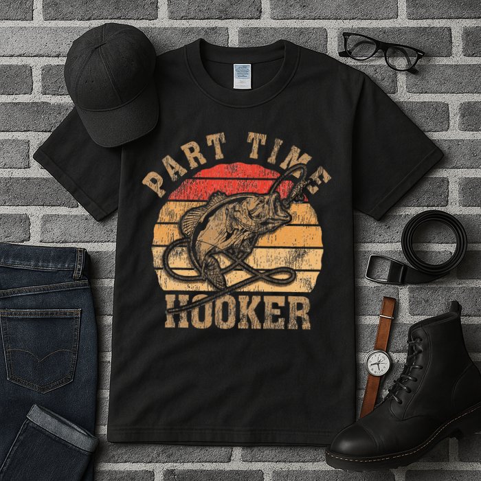 Part Time Hooker Funny Fishermen Sarcastic Joke For Dad Tall T-Shirt