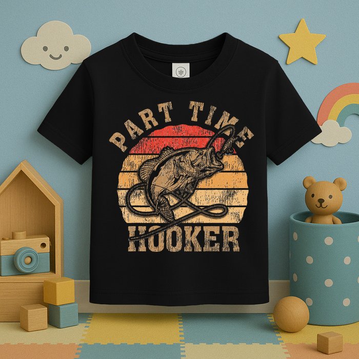 Part Time Hooker Funny Fishermen Sarcastic Joke For Dad Toddler T-Shirt