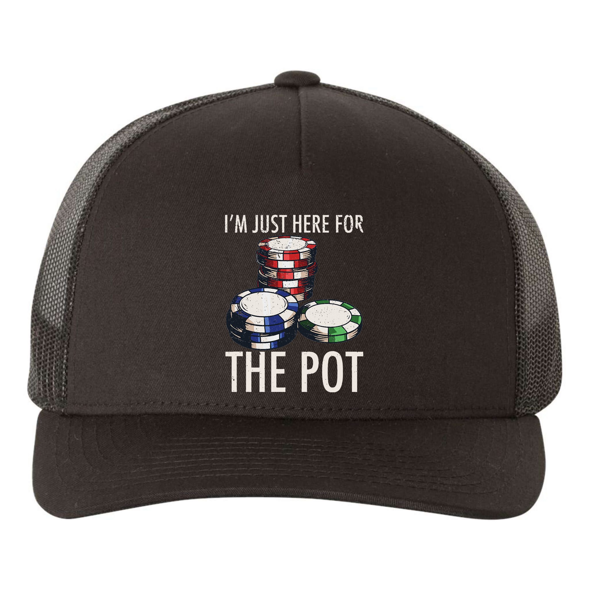 Poker Texas HoldEm Gambling Pot Cards Player Gift Yupoong Adult 5-Panel Trucker Hat