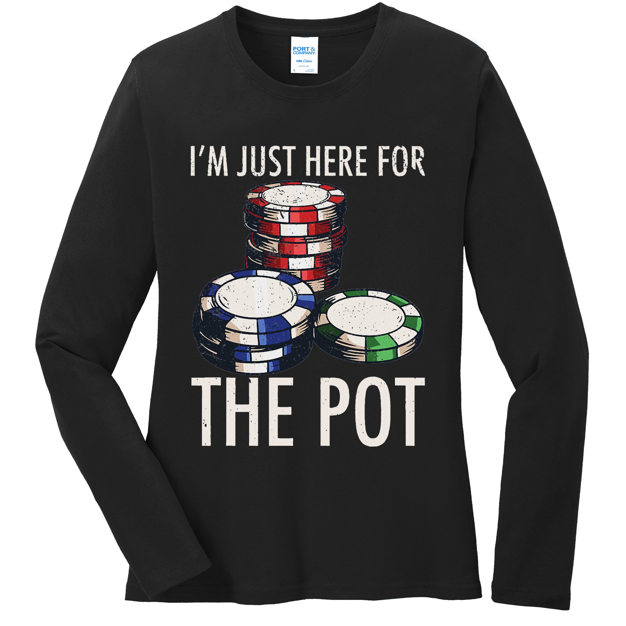 Poker Texas HoldEm Gambling Pot Cards Player Gift Ladies Long Sleeve Shirt