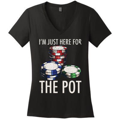 Poker Texas HoldEm Gambling Pot Cards Player Gift Women's V-Neck T-Shirt