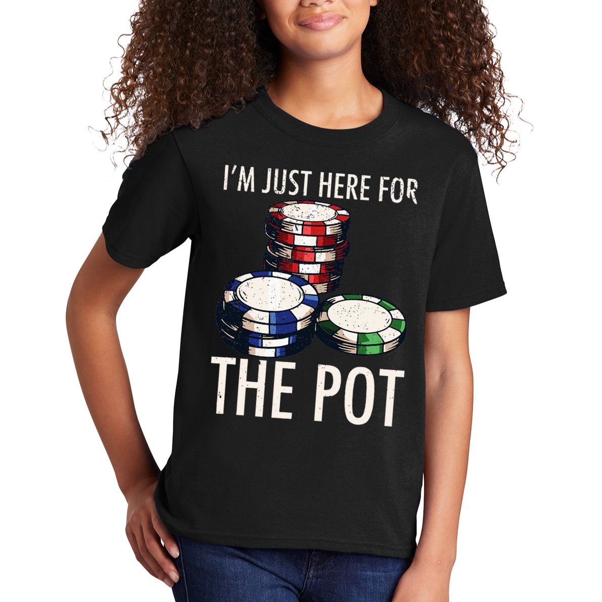 Poker Texas Holdem Gambling Pot Cards Player Kids T-Shirt