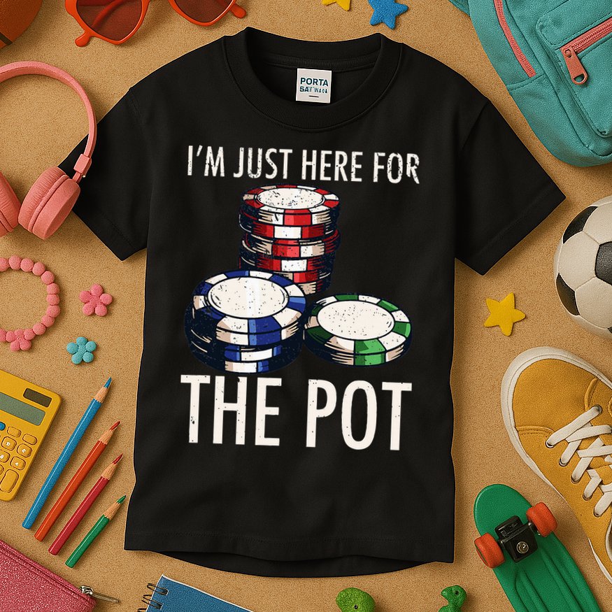 Poker Texas Holdem Gambling Pot Cards Player Kids T-Shirt