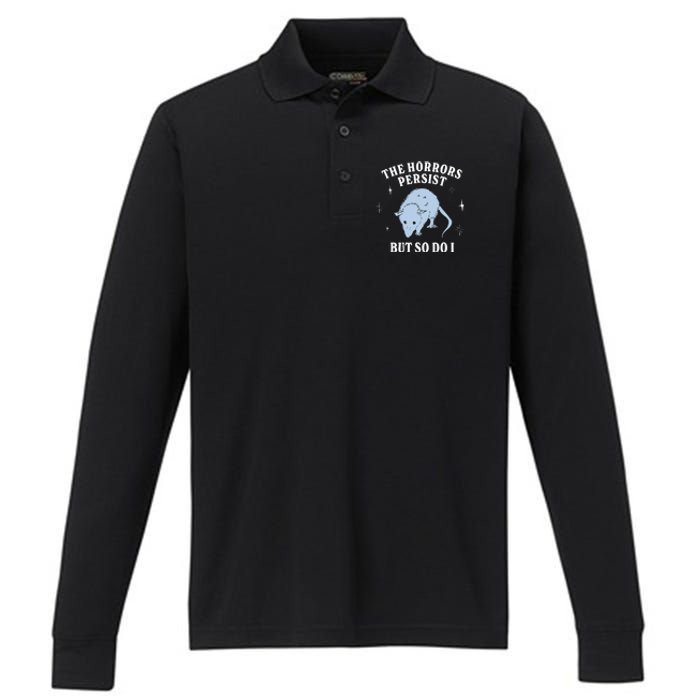 Possum The Horrors Persist But So Do I Performance Long Sleeve Polo