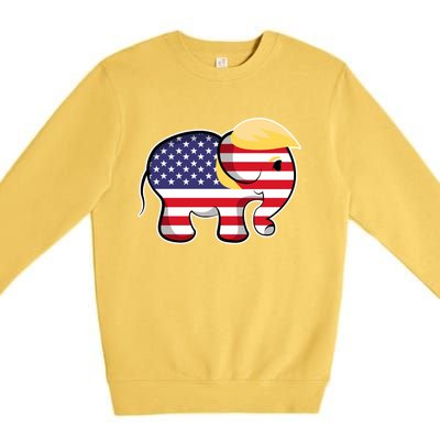 Pro Trump Hair Elephant Red White Blue Flag Republican Gift Premium Crewneck Sweatshirt