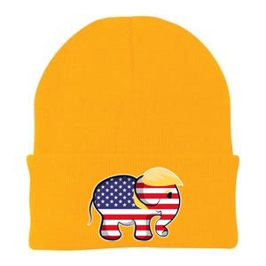 Pro Trump Hair Elephant Red White Blue Flag Republican Gift Knit Cap Winter Beanie