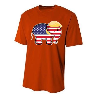 Pro Trump Hair Elephant Red White Blue Flag Republican Gift Performance Sprint T-Shirt