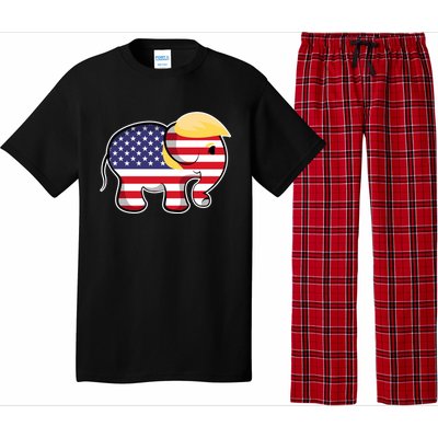 Pro Trump Hair Elephant Red White Blue Flag Republican Gift Pajama Set