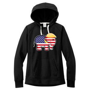 Pro Trump Hair Elephant Red White Blue Flag Republican Gift Women's Fleece Hoodie