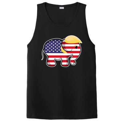 Pro Trump Hair Elephant Red White Blue Flag Republican Gift PosiCharge Competitor Tank