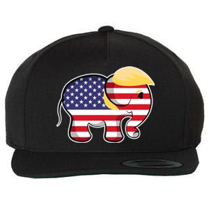 Pro Trump Hair Elephant Red White Blue Flag Republican Gift Wool Snapback Cap