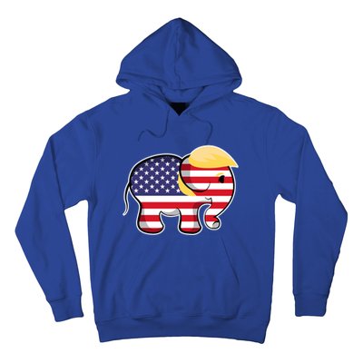 Pro Trump Hair Elephant Red White Blue Flag Republican Gift Hoodie