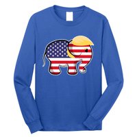 Pro Trump Hair Elephant Red White Blue Flag Republican Gift Long Sleeve Shirt