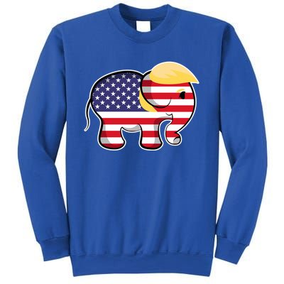 Pro Trump Hair Elephant Red White Blue Flag Republican Gift Sweatshirt