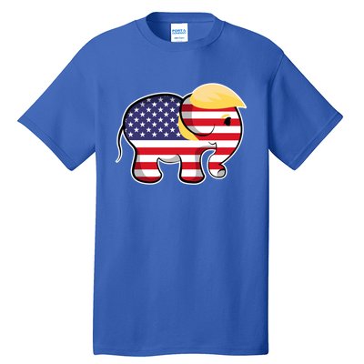 Pro Trump Hair Elephant Red White Blue Flag Republican Gift Tall T-Shirt