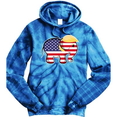 Pro Trump Hair Elephant Red White Blue Flag Republican Gift Tie Dye Hoodie