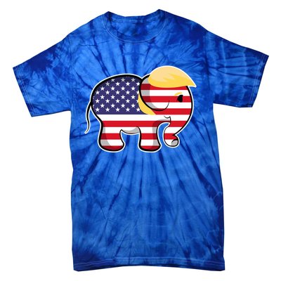 Pro Trump Hair Elephant Red White Blue Flag Republican Gift Tie-Dye T-Shirt